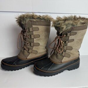 Roebuck and Co. leather with Faux Fur-Trimmed Winter Boots size 8